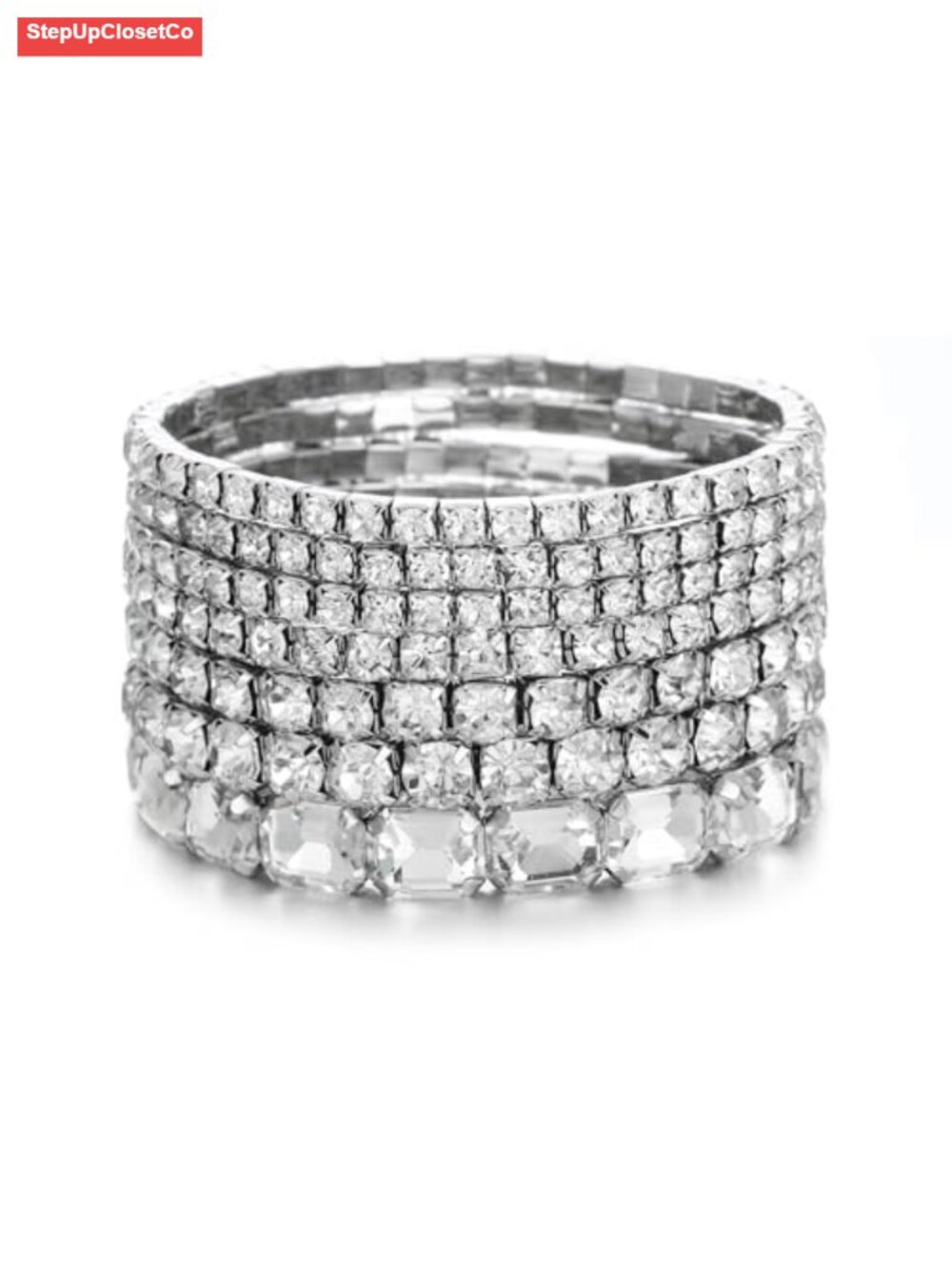 Crystal Stretch Bracelets Set for Women, 7 PCS Stackable Tennis Bracelets,